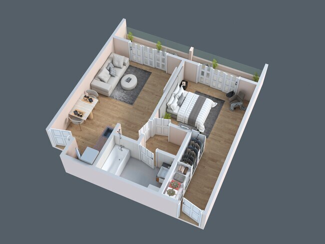 The Olive - One Bedroom One Bath C165 floor plan